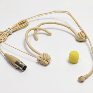 Microfone headset profissional Relacart HM500S na cor bege com conector TA4F padrão Shure.